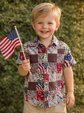 🎆 Vintage The Children’s Place Patchwork Button Down Shirt 🇺🇸